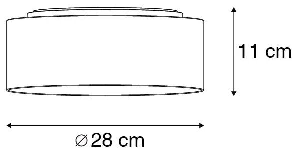 Stoffen Plafondlamp grijs 28 cm incl. LED - Drum Combi Modern rond Binnenverlichting Lamp