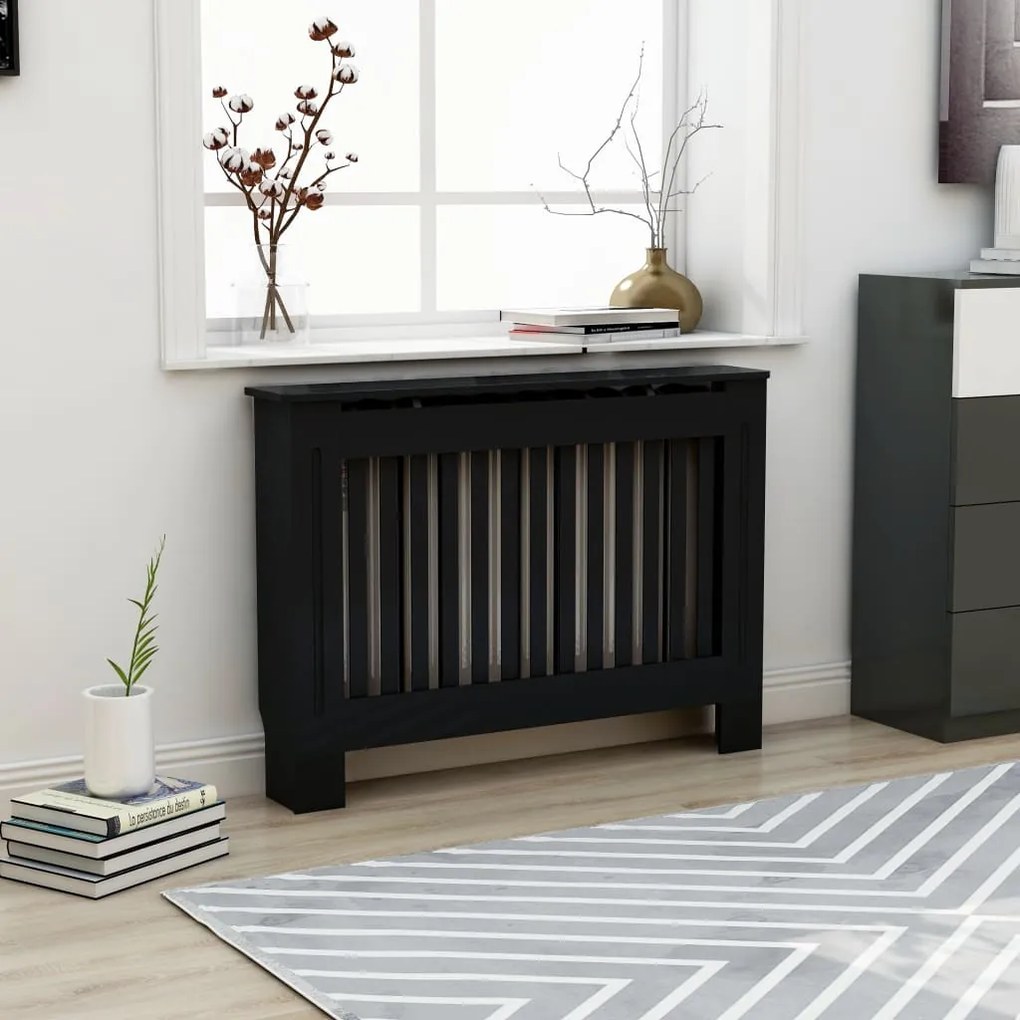 vidaXL Radiatorombouw 112x19x81 cm MDF zwart