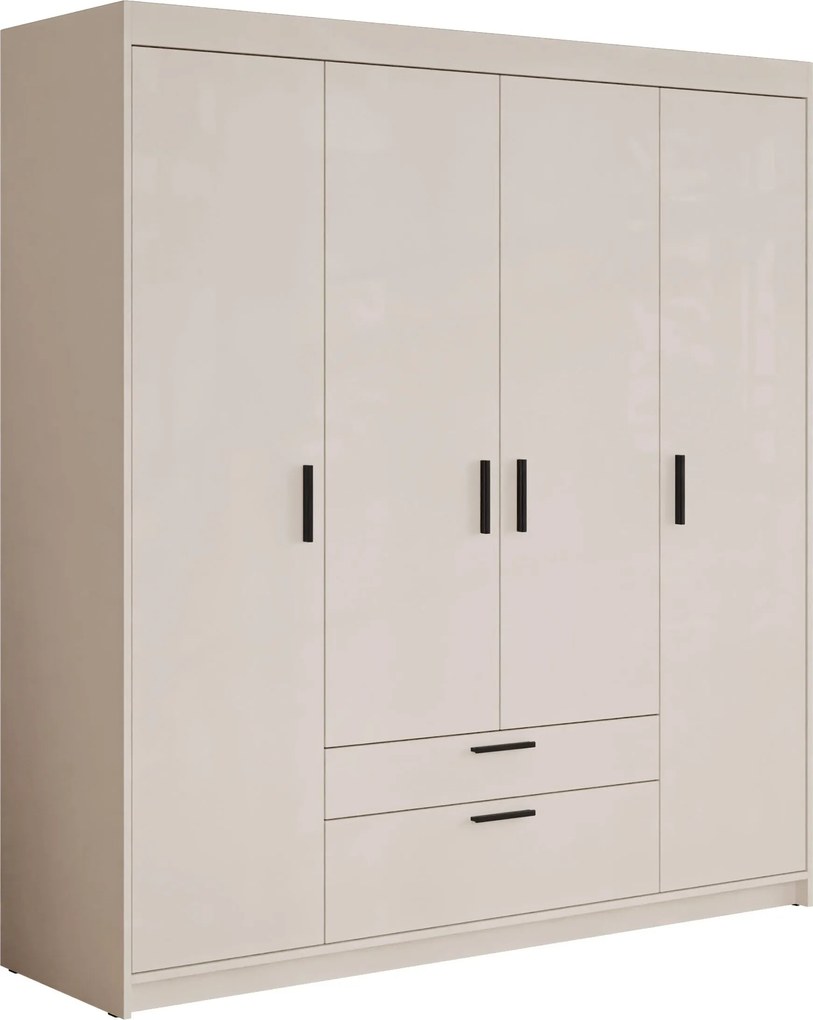Kledingkast Novduni 107, Beige, 191x176x53cm, 136.5 kg, Kledingkast deuren: Met scharnieren, Aantal planken: 5, Aantal planken: 5