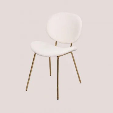 Set Van 2 Eetkamerstoelen In Laure Schapenvacht White & Goud - Sklum