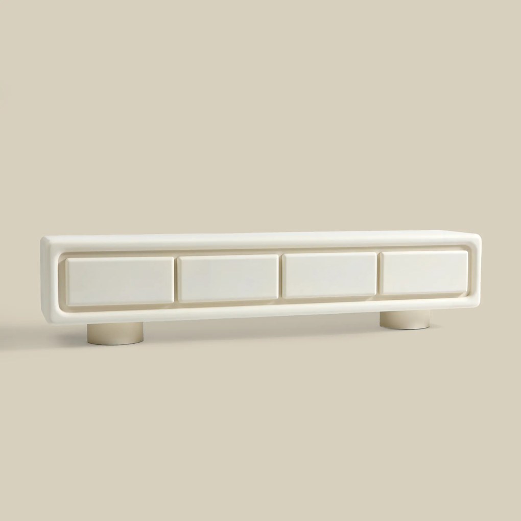 Wit Tv-meubel Organisch Betonlook 200 Cm - 200x40x45cm.