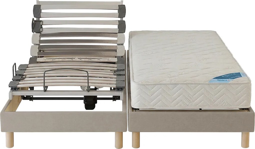 Elektrische bedset met stoffen latten, schuimmatras, stevige ondersteuning en poten
