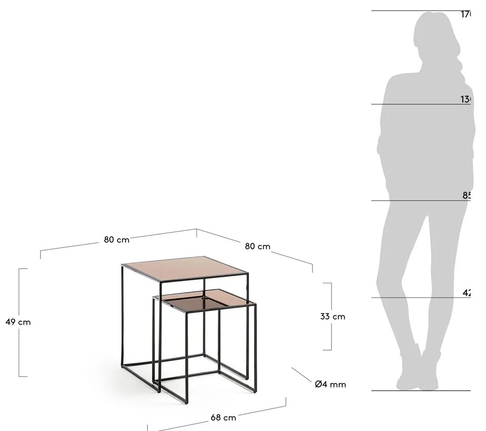 Kave Home Sute Glazen Bijzettafelset