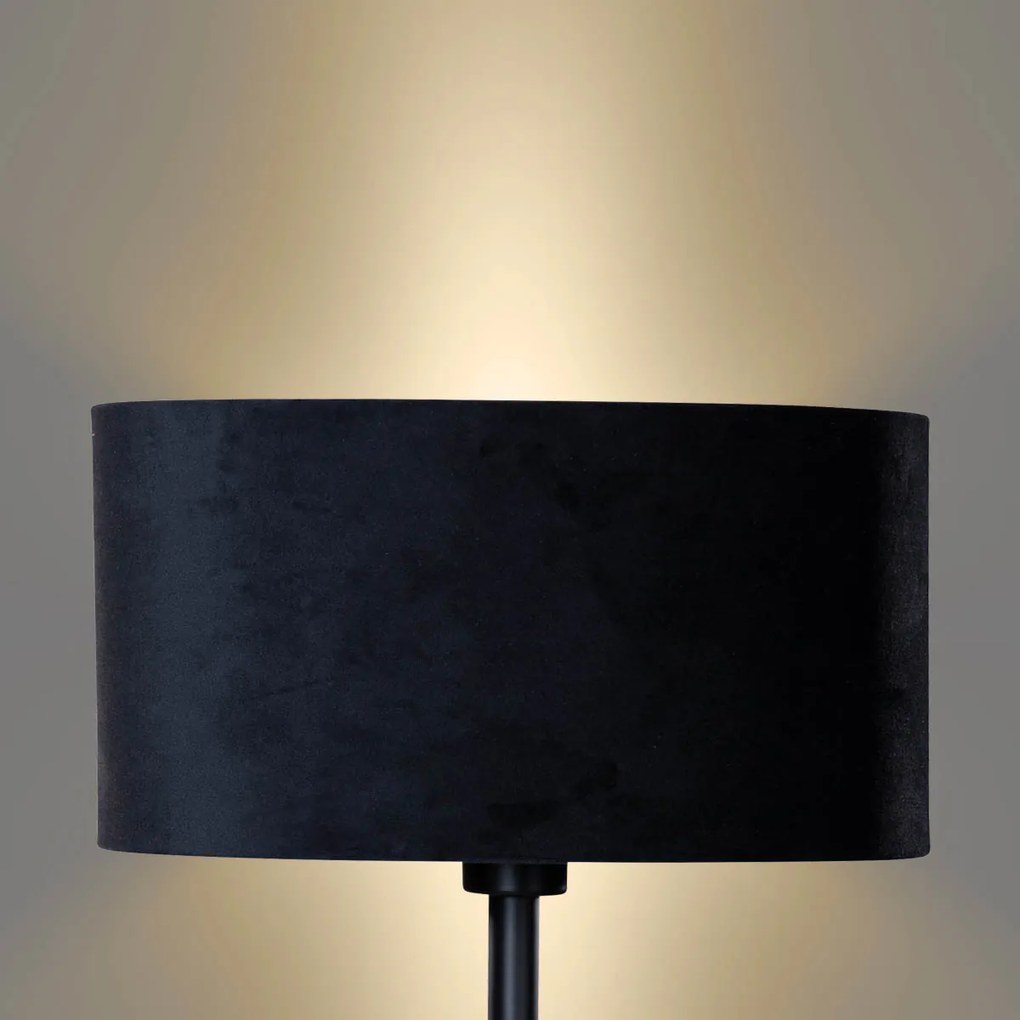 Tafellamp zwart met ovale velours kap zwart 35cm - Simplo Modern, Klassiek / Antiek E27 rond Binnenverlichting Lamp