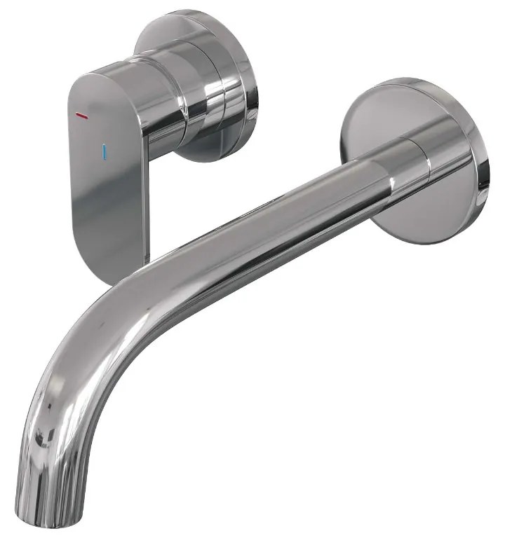 Brauer Chrome Edition ColdStart wastafelkraan inbouw gebogen uitloop en rozetten model C2 chroom