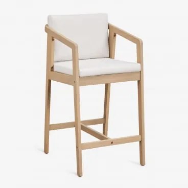 Hoog Tuin Krukje Van Acaciahout Kaela ↑65 Cm & Lichte Acaciekleur & Stof Gardenia Wit - Sklum