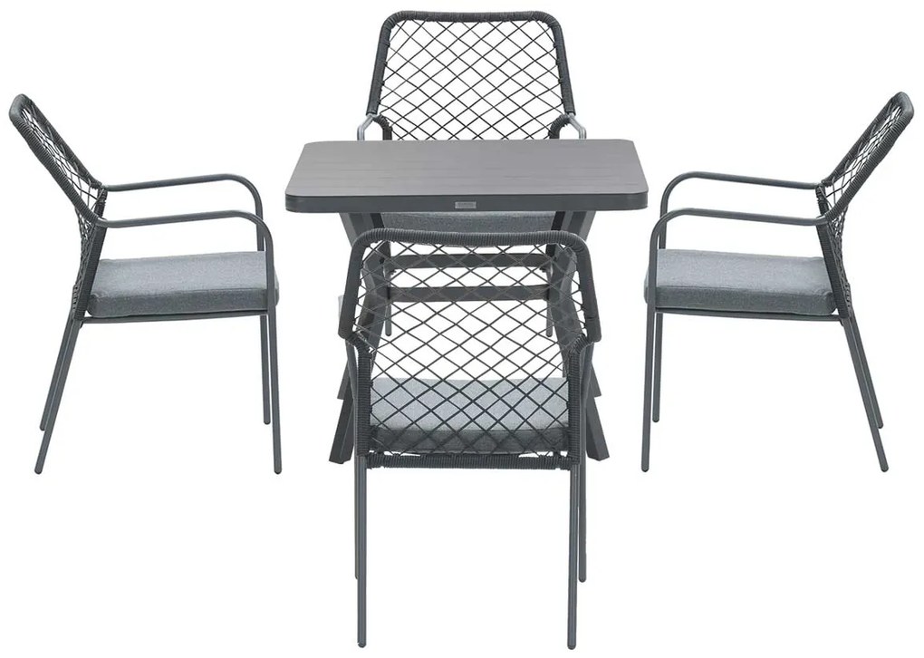 Garden Impressions Ross tuinset 5-delig zwart - Mina tuintafel 90x90 cm