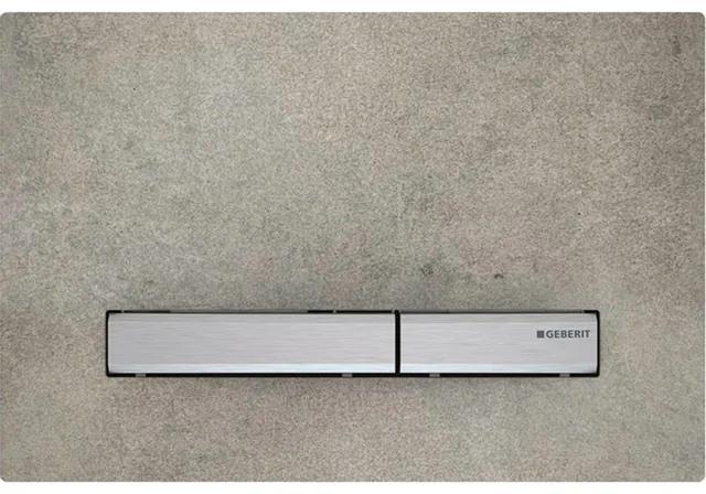 Geberit Sigma50 bedieningplaat, 2-toets spoeling frontbediening voor toilet 24.6x16.4cm chroom / betonlook 115788JV2