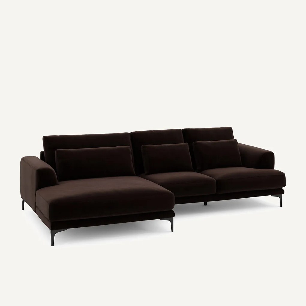 XL hoekbank links in fluweel, MARSILE