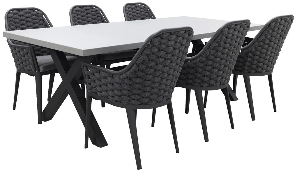 Lucca dark grey/Verona antraciet 220 cm. tuinset - 7-delig