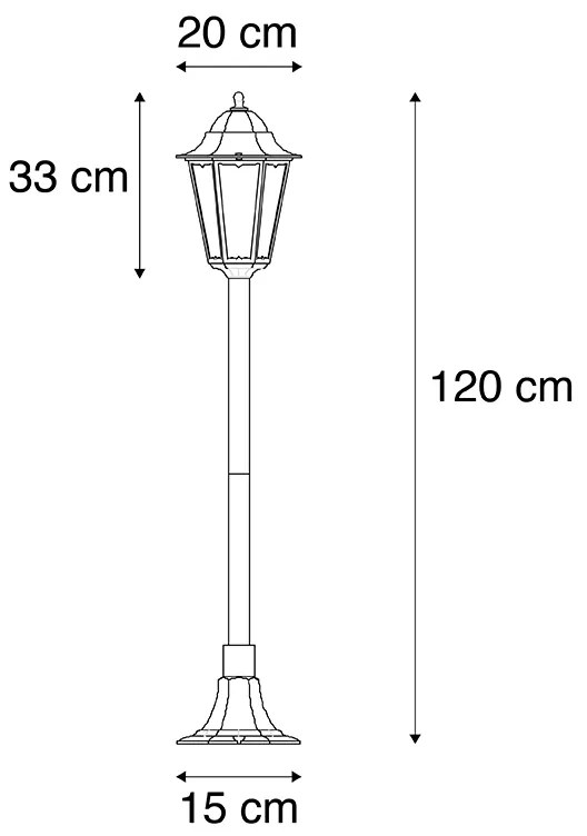 Staande buitenlantaarn zwart 120 cm IP44 - Havana Klassiek / Antiek E27 IP44 Buitenverlichting