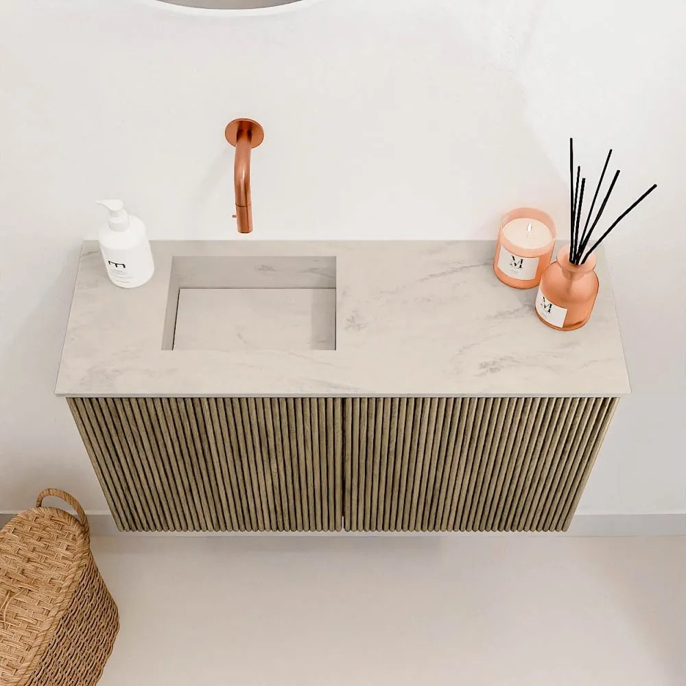 Mondiaz Joya DLux 70cm toiletmeubel dusk met wastafel faye links zonder kraangat opalo