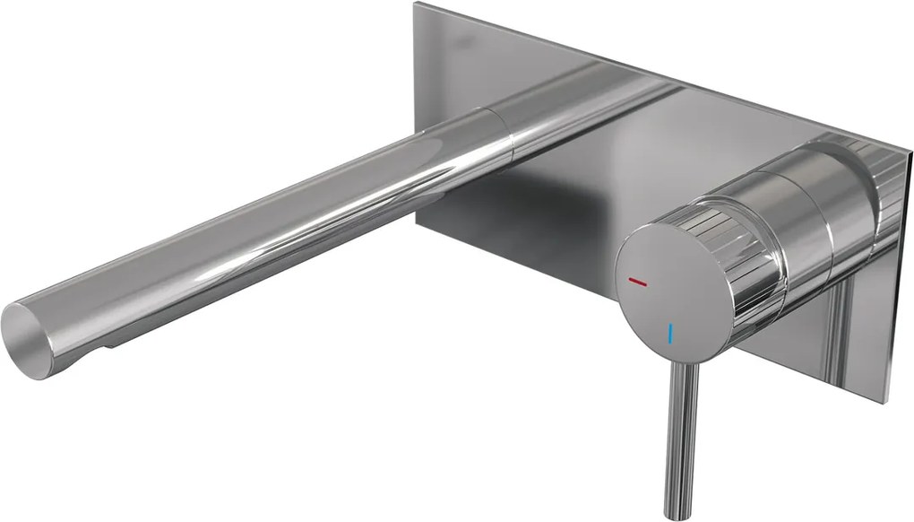 Brauer Stripe inbouw wastafelkraan ColdStart met rechte uitloop en afdekplaat model A1 chroom