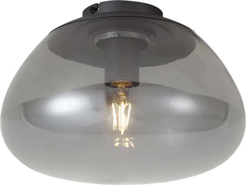Design plafondlamp gunmetal met smoke glas - Giselle