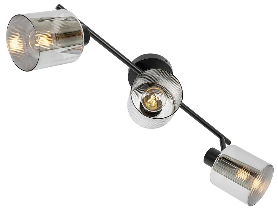 Plafondspot zwart met smoke glas 3-lichts verstelbaar - Laura