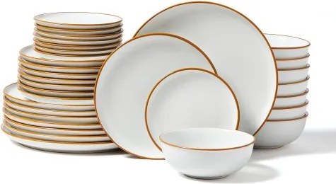 VEVOR Serviesset voor 8 personen (32-delig) Ronde borden en kommen, keramisch servies, vaatwasser- en magnetronbestendig keukengerei, voor dessert, salade, soep, pasta, wit