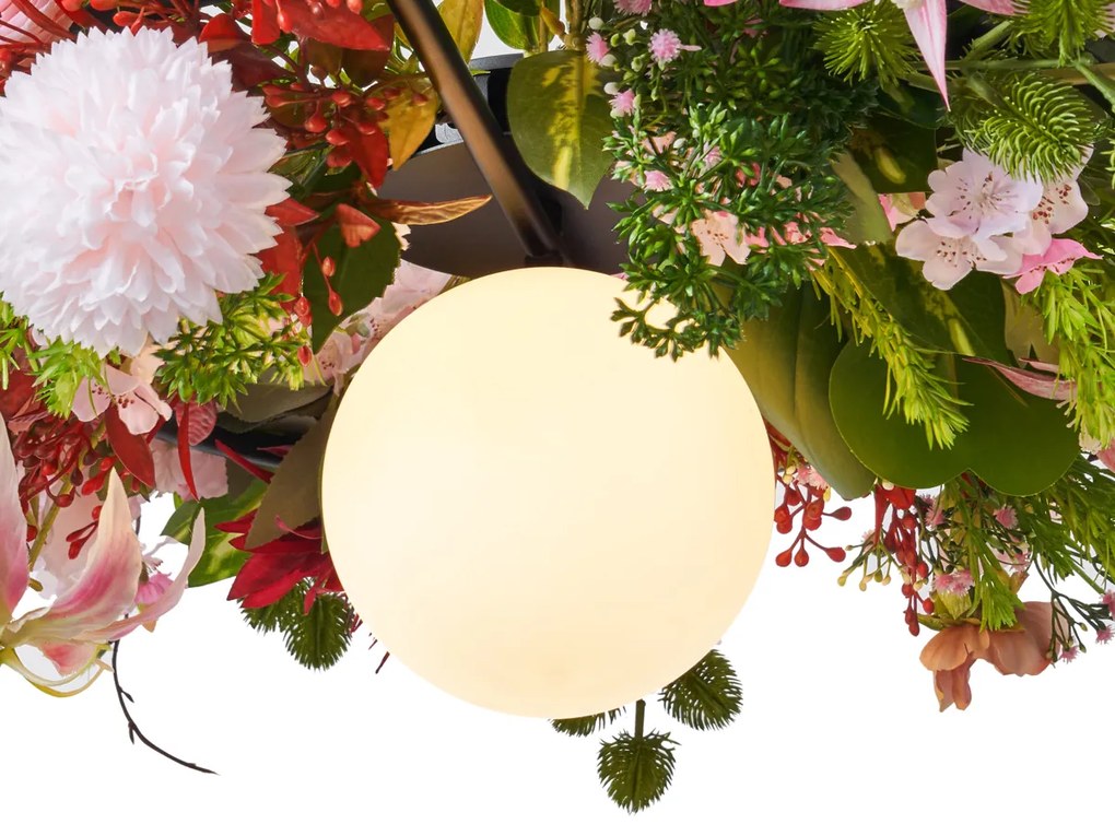 Bohemian hanglamp zwart met gekleurde bloemen rood en roze - Flower PowerBohemian G9 Bohemian rond Binnenverlichting Lamp