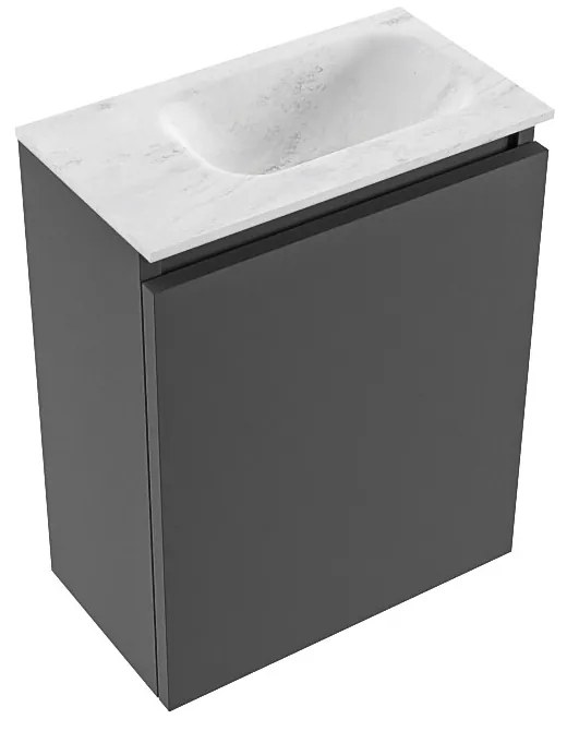 Mondiaz Ture DLux toiletmeubel 40cm dark grey met wastafel opalo rechts met kraangat