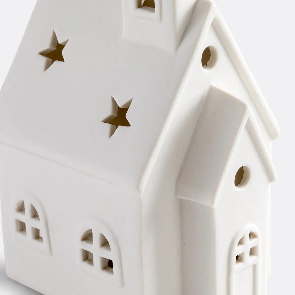 Kaarshouder in kerk vorm, in keramiek, Caspar