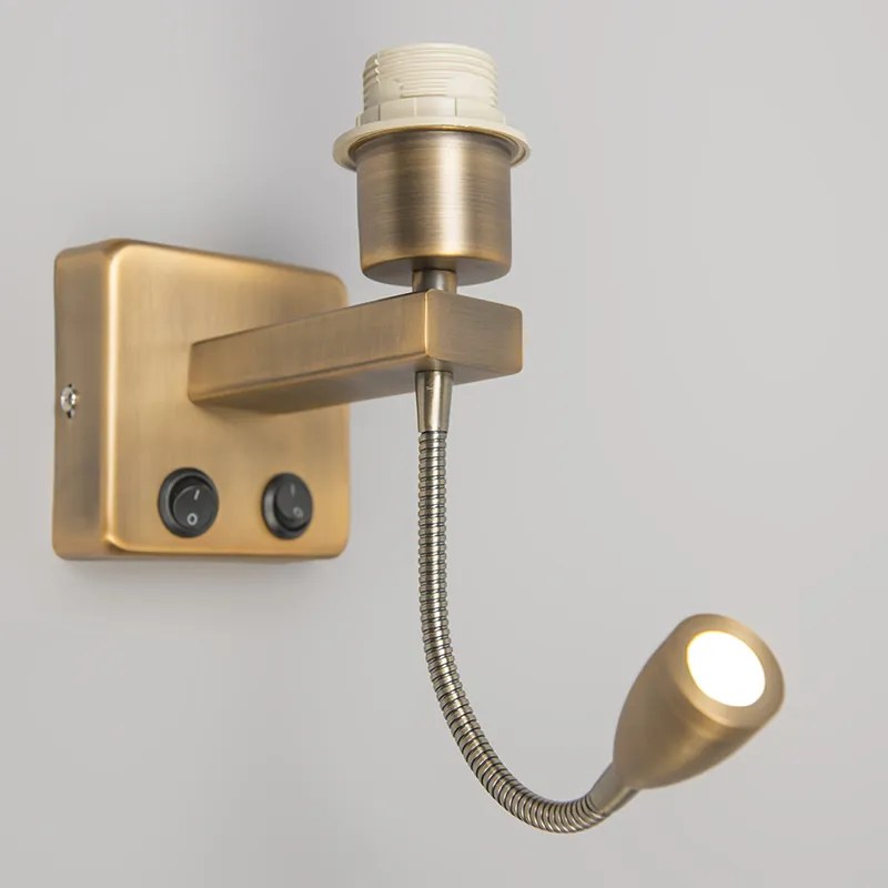 Wandlamp brons incl. LED met leesarm - Brescia Combi