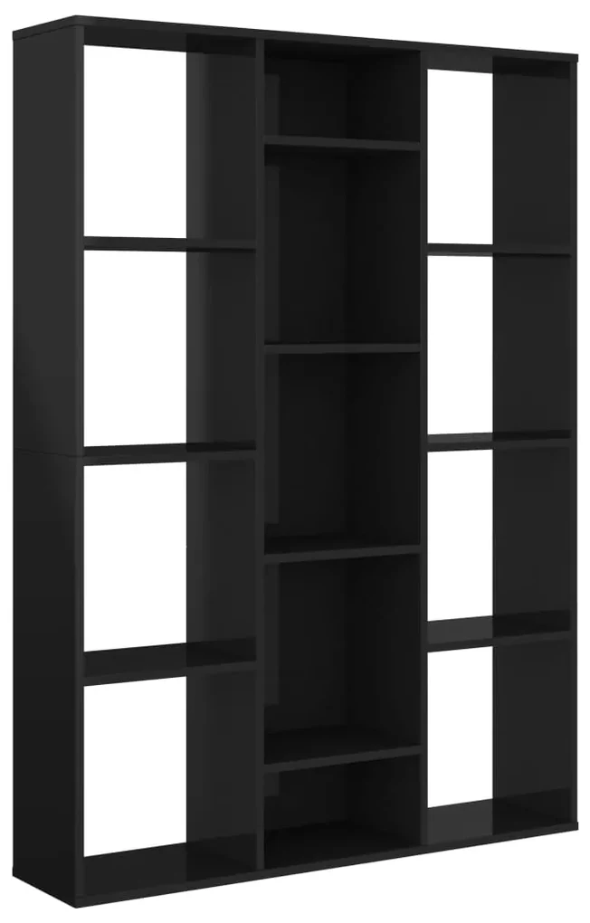 vidaXL Kamerscherm/boekenkast 100x24x140 cm spaanplaat hoogglans zwart