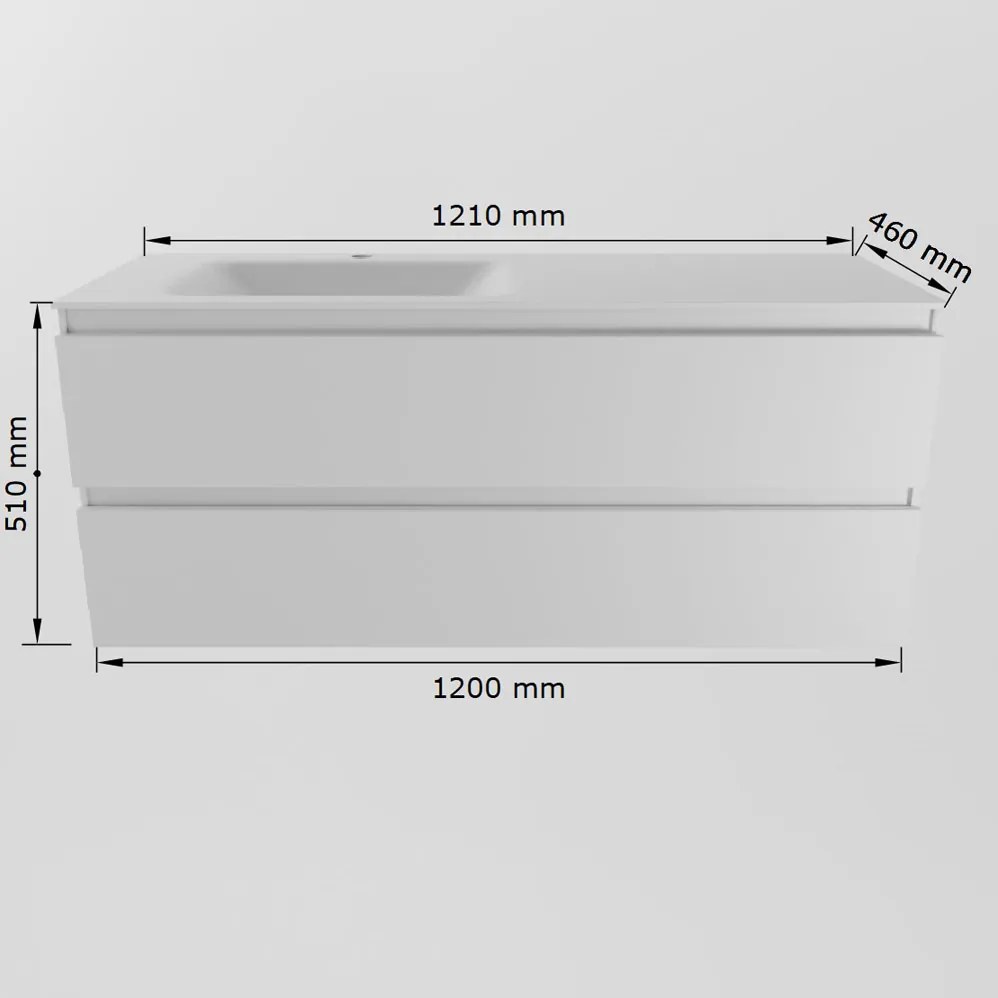 Mondiaz Aivy badmeubel 120cm chai met wastafel solid surface talc links zonder kraangat en spiegel