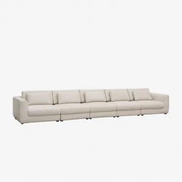 5-delige Modulaire Bank Met In Hoogte Verstelbare Hoofdsteun, Bekleed Met Cataline Chenille Chenille Crèmebeige - Sklum