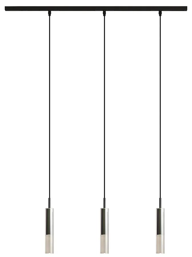 Modern railsysteem zwart met 3 hanglampen zwart met smoke glas 1-fase - Slimline Loyce Modern G9 Binnenverlichting Lamp