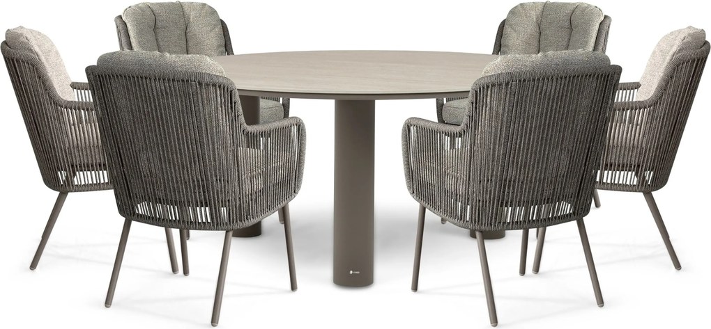 Tuinset Ronde Tuintafel 6 personen 158 cm Rope Taupe  Santika Furniture Santika