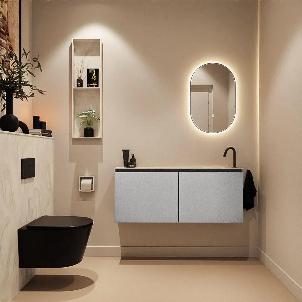 Mondiaz Ture DLux toiletmeubel 120cm plata met wastafel ostra rechts met kraangat