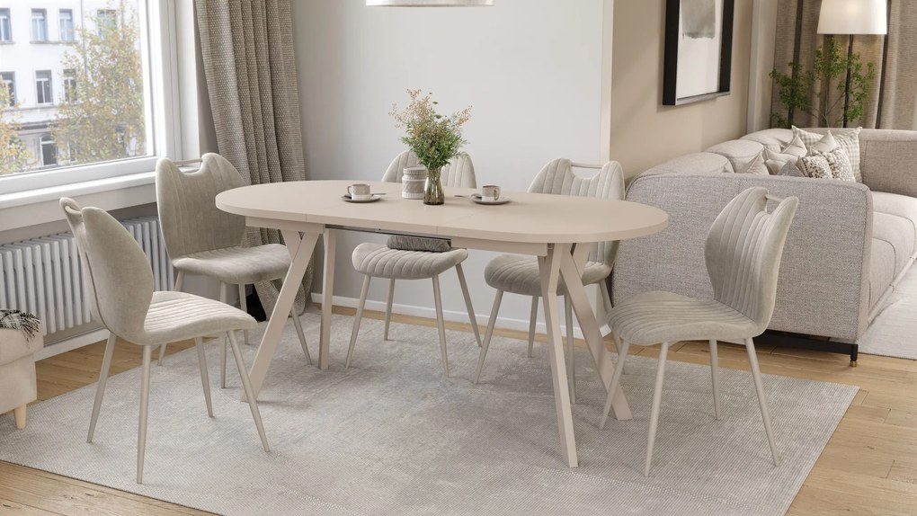 Mazzoni ALMO Kasjmier / kasjmier poten - OVALE UITSCHUIFTAFEL 120-220 cm VOOR 10-12 PERSONEN