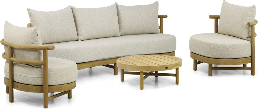 Stoel en Bank Loungeset 5 personen Teak Old teak greywash  Santika Furniture Santika