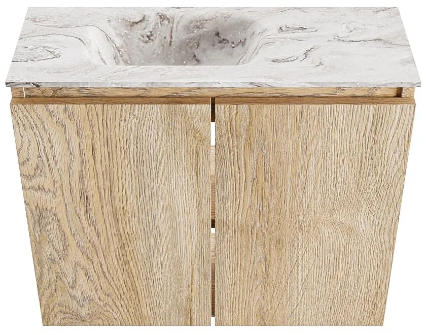 Mondiaz Ture DLux toiletmeubel 60cm washed oak met wastafel glace links met kraangat