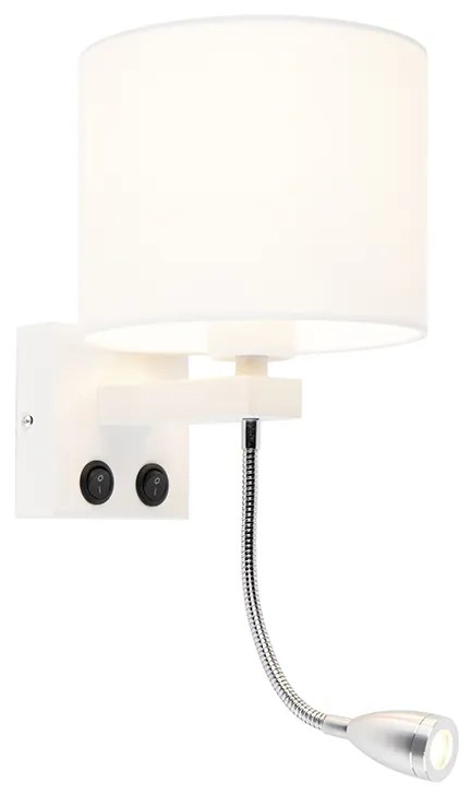 Moderne wandlamp wit met witte kap - Brescia
