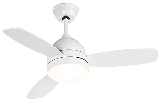 Plafondventilator met lamp wit met hout print 96cm met afstandsbediening - Rotar Modern E27 rond Binnenverlichting Lamp