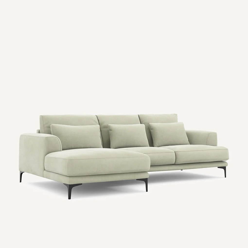 Linkse hoekbank in stonewashed fluweel, Marsile