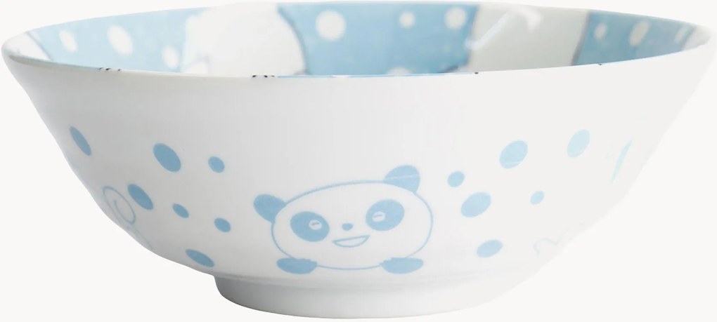 Porseleinen ramenkommen Blue Kawaii Animals, 3-delig