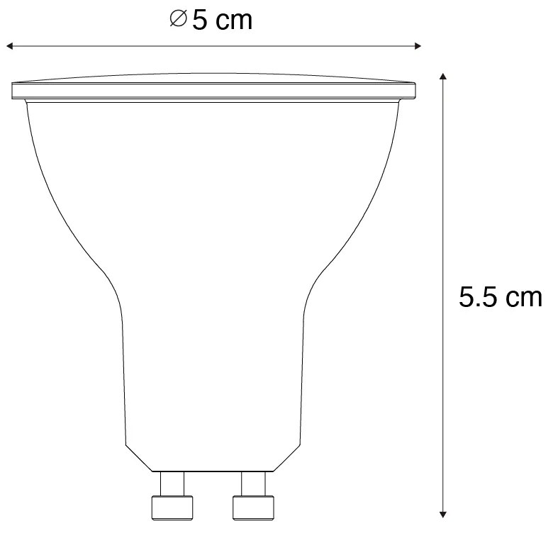 Set van 5 GU10 dimbare LED lamp schemersensor 3W 200 lm 2200K