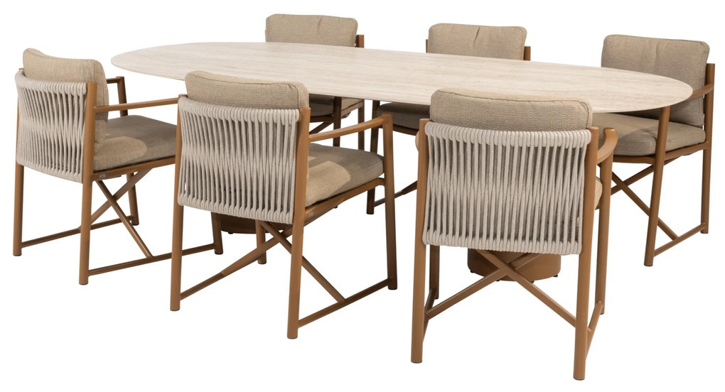 Colorado Marina dining tuinset 240x105xH75 cm 7 delig keramiek amber 4 Seasons Outdoor