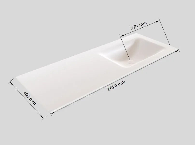 Zaro Valencia mat zwart badmeubel 100cm met Solid Surface wastafel 1 kraangat spoelbak rechts 2 lades
