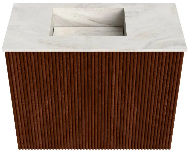 Mondiaz Joya DLux 50cm toiletmeubel ruby met wastafel faye links 1 kraangat ostra