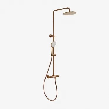 Orveta Thermostatische Douchekolom Van Messing Roze Goud Geborsteld - Sklum