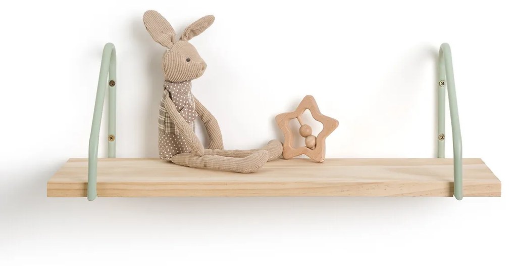 Wandplank in grenen en metaal L50 cm, Vinto