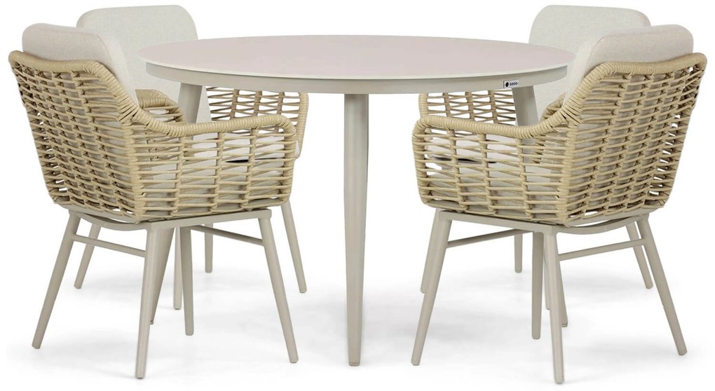 Tuinset Ronde Tuintafel 4 personen 120 cm Aluminium/rope Taupe  Coco Antoni/Vienna