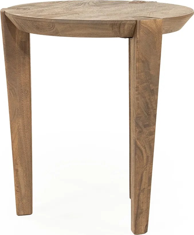 Ronde Bijzettafel Mangohout - 40 X 40cm.