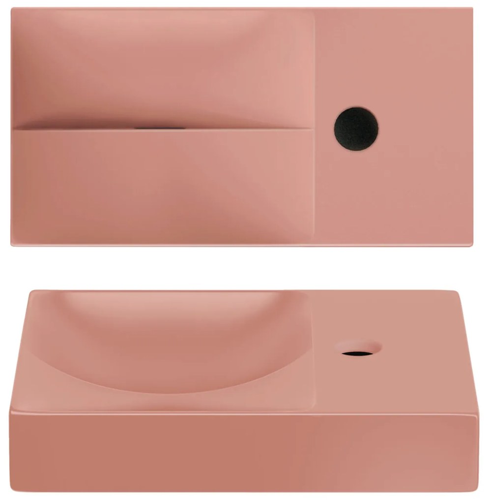 Clou Vale keramische fontein 38cm met kraangat rechts roze mat