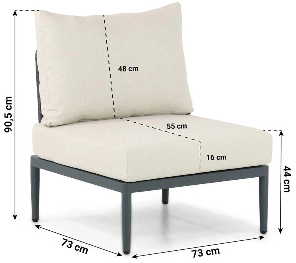 Hoek loungeset 6 personen Aluminium/wicker Grijs Coco Ibiza