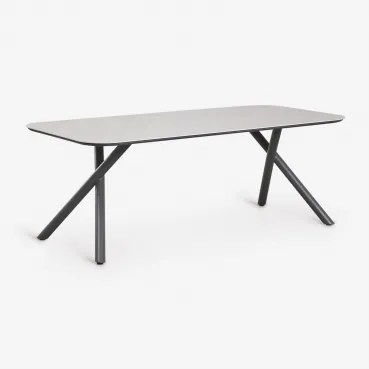 Rectangular Tuintafel 200x95 Cm Van Aluminium Brinela Grijs – Grafiet - Sklum