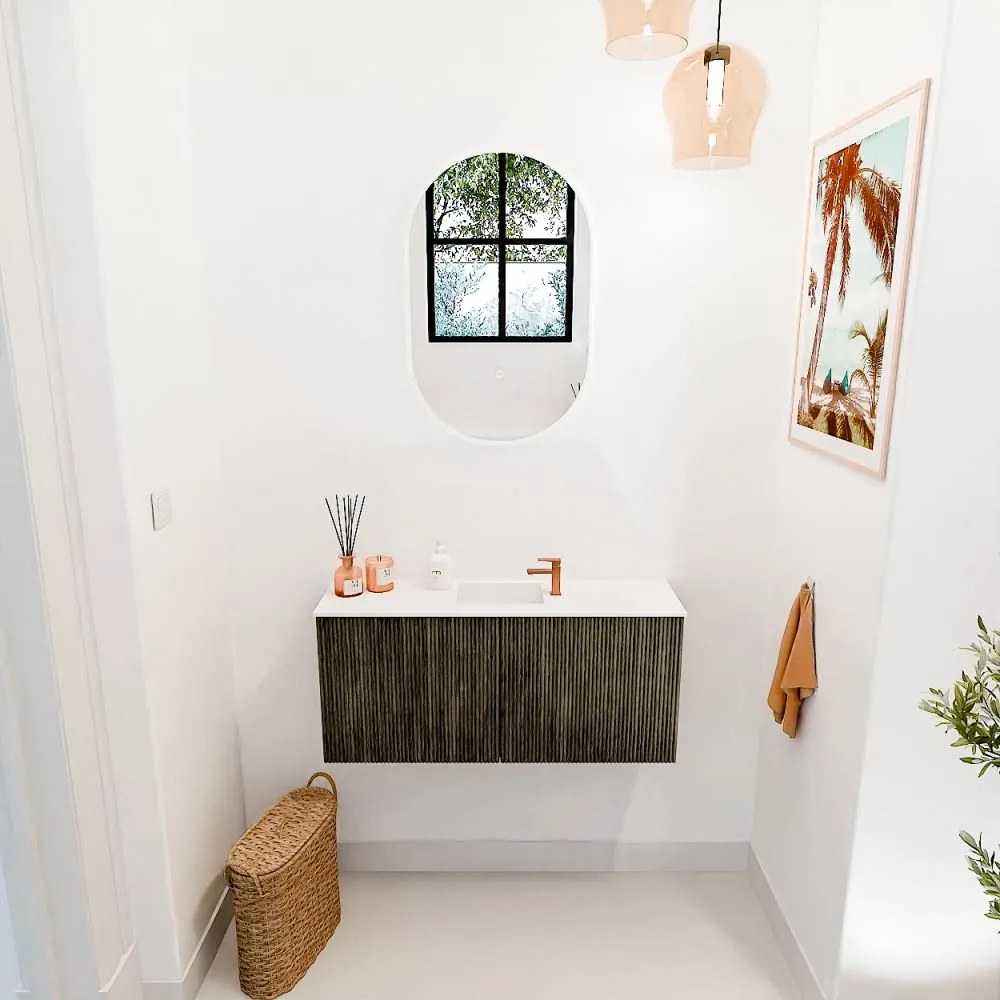 Mondiaz Joya 90cm toiletmeubel shadow met wastafel faye midden 1 kraangat talc