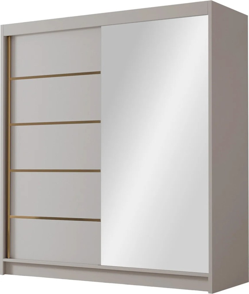 Kledingkast Closico Vallor III, Kasjmier, 215x180x58cm, 139 kg, Kledingkast deuren: Schuivend
